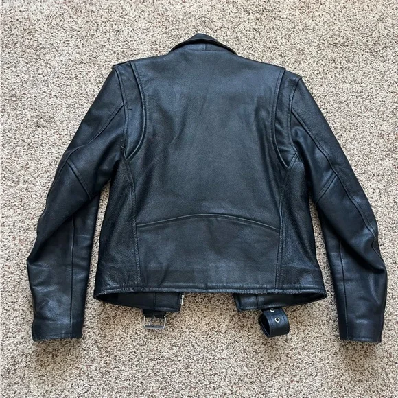 Allstate Black Leather Motorcycle Jacket - Picture 3 of 11